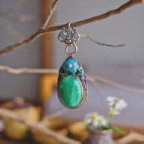 Xiao Gongzi) Que Ling) retro temperament handmade cheongsam with pressed lapel 925 sterling silver imitation jade cheongsam collar button accessories P34