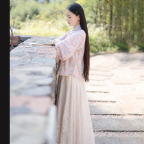 Xiao Gongzi) Yingying) Original Republic of China style retro ice cream inverted big sleeve lace side Girl wind cheongsam top