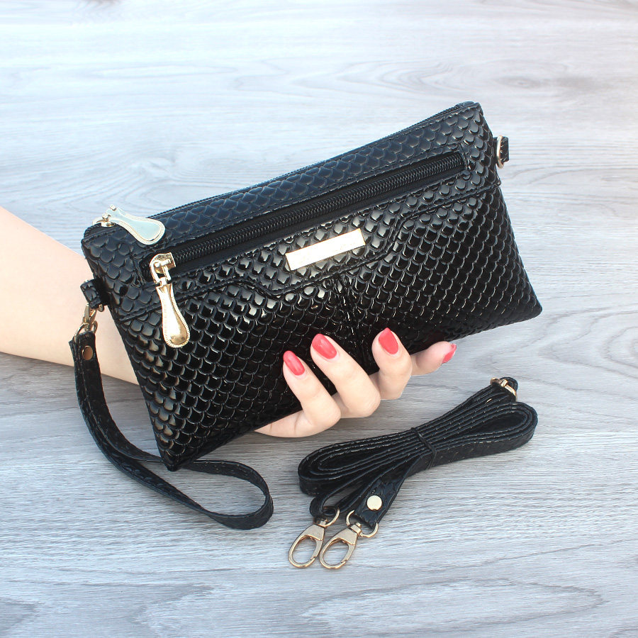 2018 new bright face hand holding bag woman mobile phone bag Japan-ROK single shoulder inclined satchel large capacity zero wallet