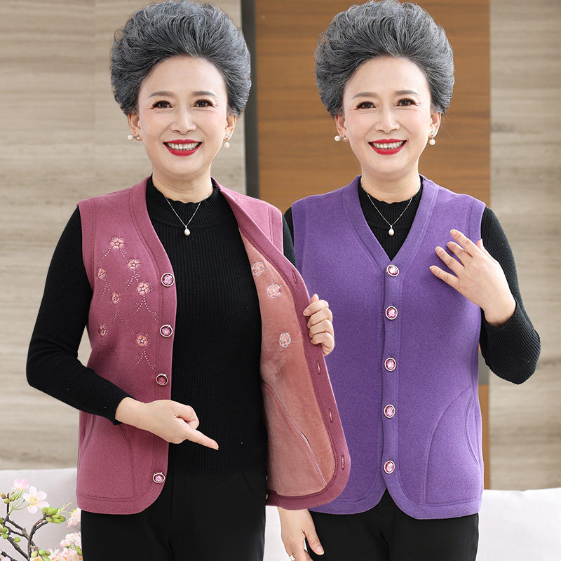 Middle Aged warm clothes lingerie sweatshirt female plus suede Thickened Vest Mom Waistcoat grandma's undershirt blouse