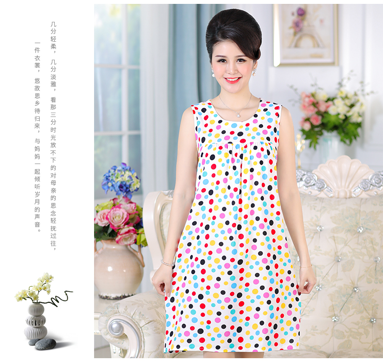 Cotton lụa nightdress nữ mùa hè mẹ cotton lụa phần mỏng bông nhân tạo đồ ngủ nữ trung niên kích thước lớn không tay nightdress