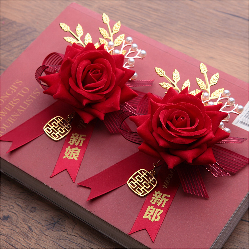 Sister group best man bridesmaid groom bride corsage wedding full family welcome high-end wedding corsage parents