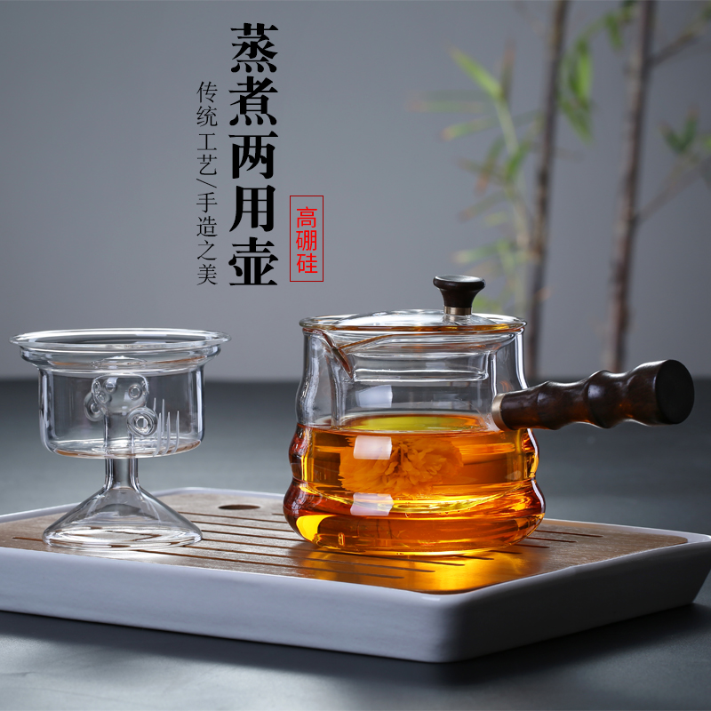 Glass teapot thickening heat boil tea steamer home burn hydropower TaoLu high - temperature steam pot of black and white tea