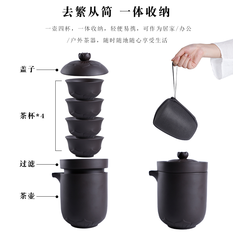 Travel purple sand tea sets portable cup home crack kung fu tea cup outdoors Travel the car with you