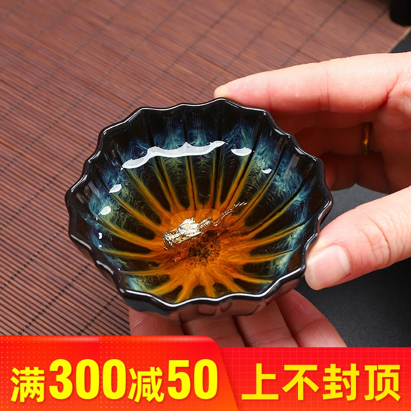 Silver cup 999 sterling Silver master kung fu tea tea set sample tea cup cup single CPU zodiac ceramics by hand