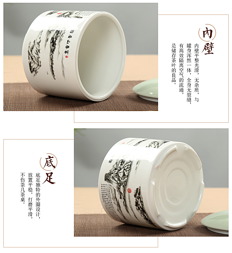 Trịnh Dương lon trà lớn đóng hộp lon trà lưu trữ lon trà hộp trà hộp trà sứ trắng túi trà lon - Trà sứ chén uống trà