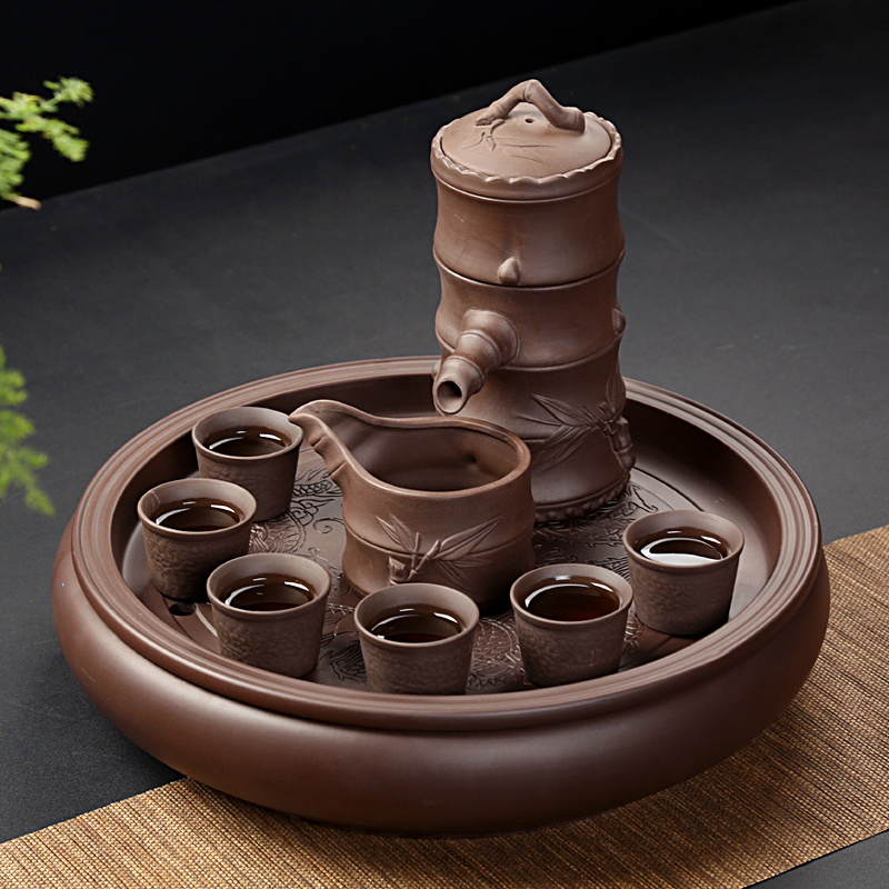 Is young, purple sand tea set automatically suit household ideas prevent hot lazy people make tea of a complete set of stone mill kung fu tea set