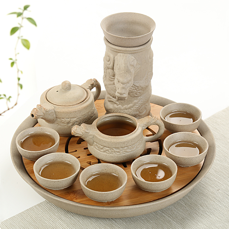 Is Yang coarse pottery kung fu tea set ceramic dry tea cups platter suit Japanese household contracted small tea tea