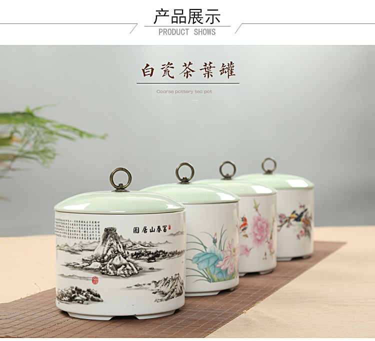 Is Yang large ceramic seal can wake tea caddy fixings tea warehouse storage POTS of tea box white porcelain bales tea pot