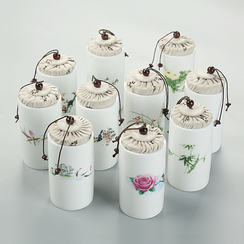 Caddy fixings ceramic mini travel portable sealed as cans of tea packing and tea pot small white porcelain tea pot