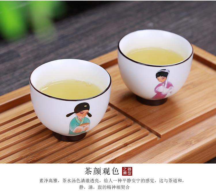 Are young kung fu tea cup set up with inferior smooth small household ceramics individual sample tea cup single CPU