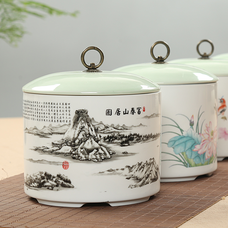 Is Yang large ceramic seal can wake tea caddy fixings tea warehouse storage POTS of tea box white porcelain bales tea pot