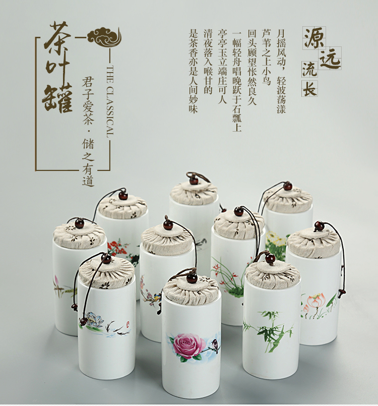 Caddy fixings ceramic mini travel portable sealed as cans of tea packing and tea pot small white porcelain tea pot