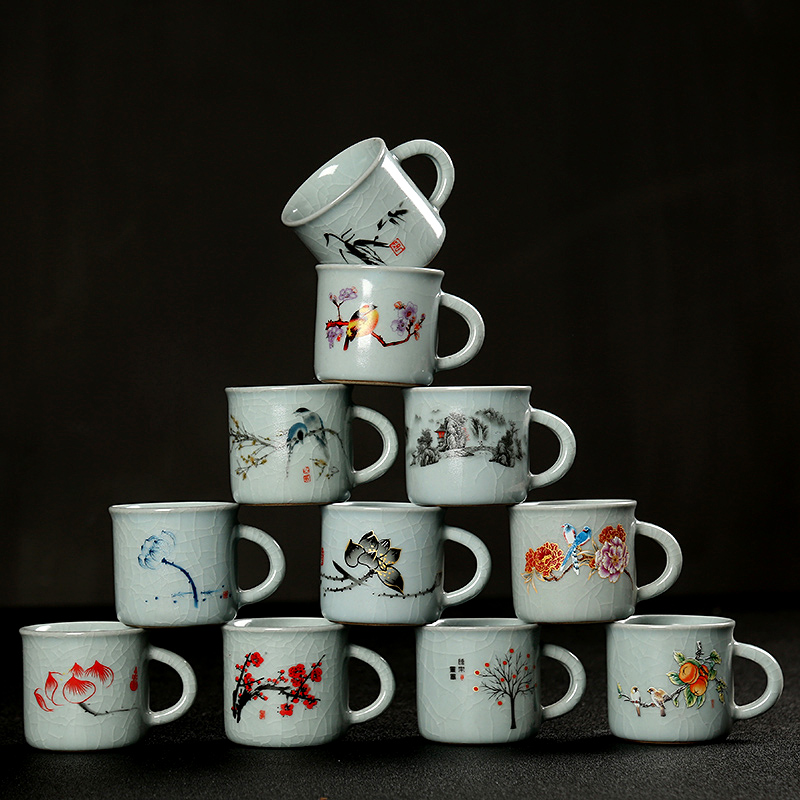 Your up sample tea cup of pottery and porcelain enamel cup little elder brother up with porcelain cups a piece can raise individual single CPU kung fu tea set