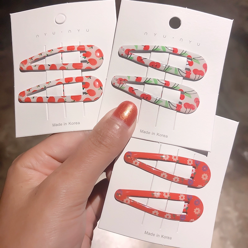 Kẹp tóc anh đào Hàn Quốc nữ sen nữ tóc thẻ Sen tóc mái ngố kẹp cổ tích siêu thần tiên bb clip net màu đỏ kẹp mũ - Phụ kiện tóc
