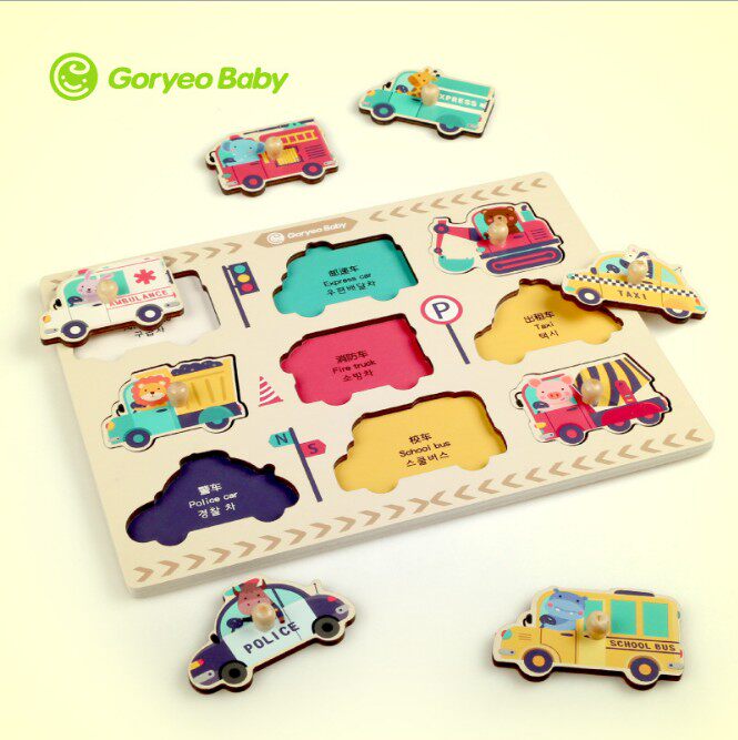 South Korea Goryeo Baby Toys Animal Handgrip Plates Jigsaw Early Childhood Teach Shape Jigsaw Alphabet numbers