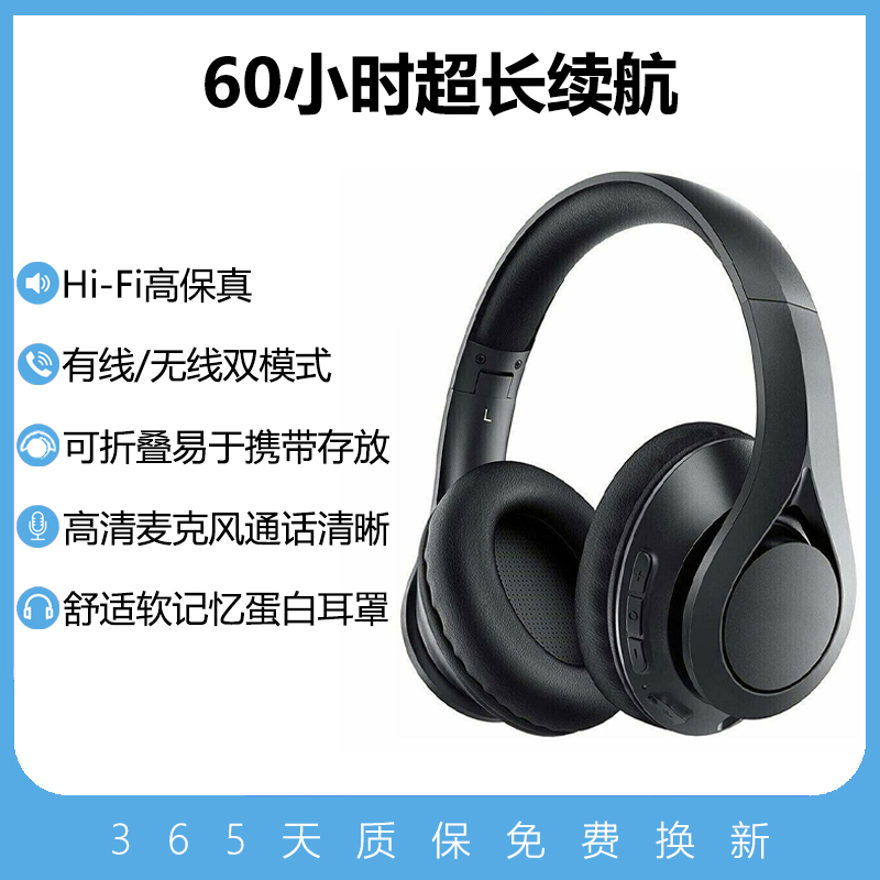 Wireless Bluetooth Headset, Head-Mounted Large Earmuffs for Women and Men, with Microphone, Dedicated for E-Sports Games, Sports Headphones Hifi