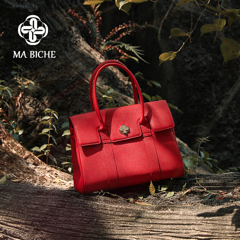 Ma Biche Autumn Pure Wedding Bag Red Bridal Wedding Bag Genuine Leather Texture Mom Bag Large Capacity Handbag