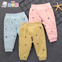 Newborn baby warm cotton pants autumn winter clip cotton long pants baby thin cotton magic stick high waist and belly wearing pants