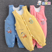Baby Braces Cotton Pants Winter Conjoined Thickened Boy Girl Outwear Baby Boy Open Crotch Child Back Belt Pants Pure Cotton