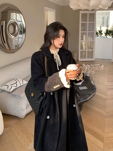 Черный мегафон, весеннее платье с рукавами, юбка, большой размер, французский стиль