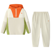 FILA FILA childrens clothing childrens suit 2024 autumn new style girls hooded sports sweatshirt woven trousers