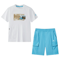 FILA childrens clothing 2024 autumn new medium and large childrens tops and pants boys T-shirt shorts suit trendy