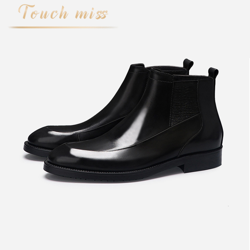 Touch Miss England Chelsea boots men's new business high-top leather shoes leather slip-on boots