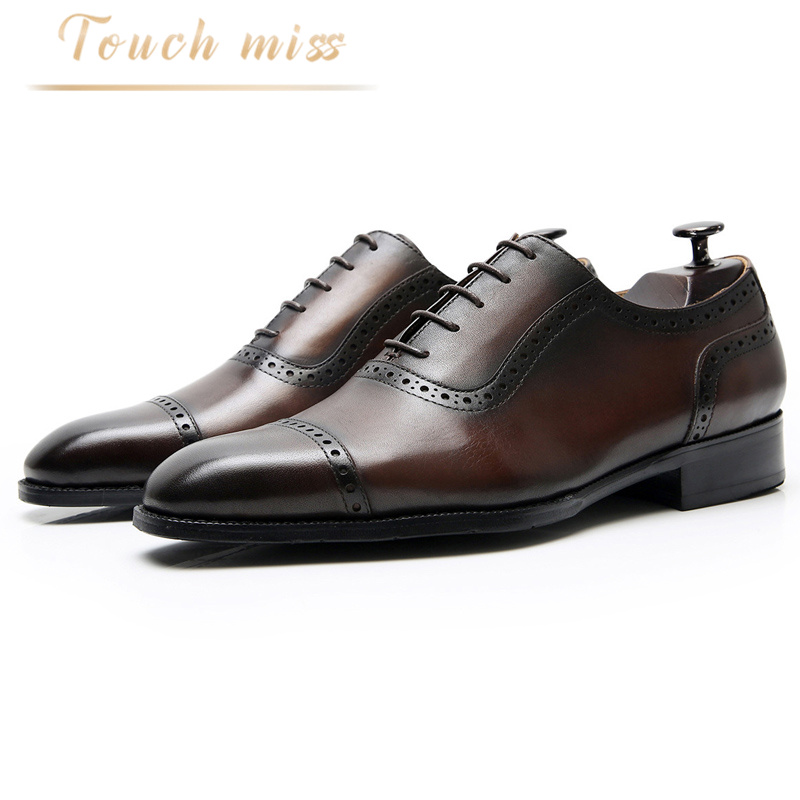 Touch Miss new British leather thick-soled men's shoes brogue carved business casual men's formal shoes