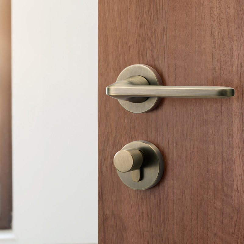 Mosica indoor door lock room solid wood bedroom mute magnetic suction split lock green bronze wooden door new Chinese style door lock