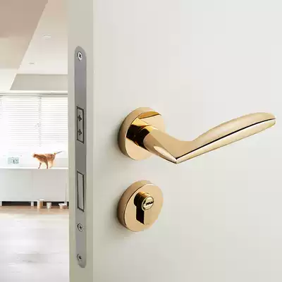 Mosika gold luxury American indoor bedroom door lock set solid wood door lock mute lock magnetic room