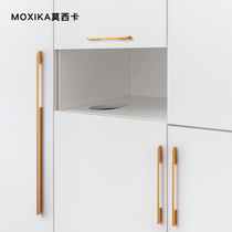 Mosika drawer handle gold cupboard hardware black cabinet door wardrobe solid bronze color Nordic lengthened handle