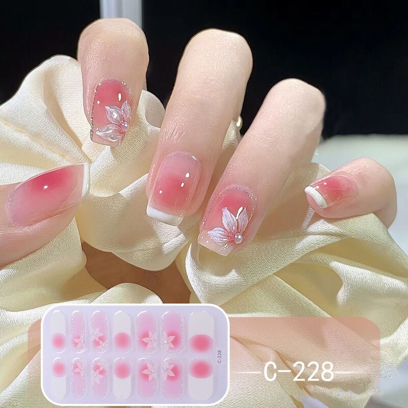 2025 New Flower-Themed Internet-Famous Nail Stickers 3D Waterproof Long-Lasting Removable Nail Polish Film Nail Art Stickers Finished Product