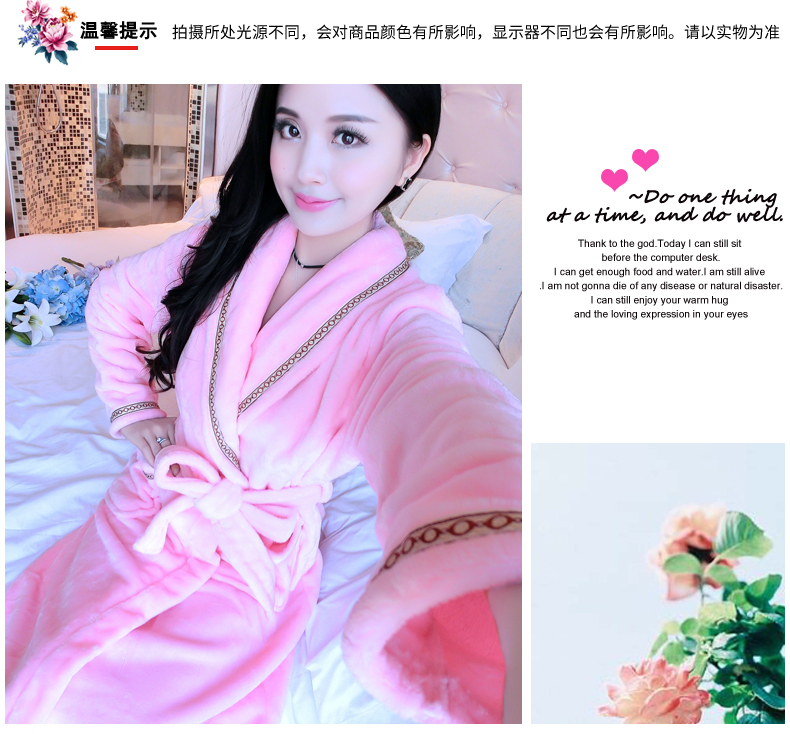 Flannel váy ngủ nữ mùa đông dễ thương san hô nhung đôi áo choàng tắm nữ mùa thu dày đồ ngủ dài dịch vụ nhà đồ ngủ lụa