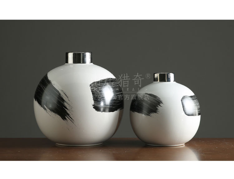 Nordic contracted small expressions using ball vase Chinese ink painting vases, pottery flower arranging example room living room table furnishing articles