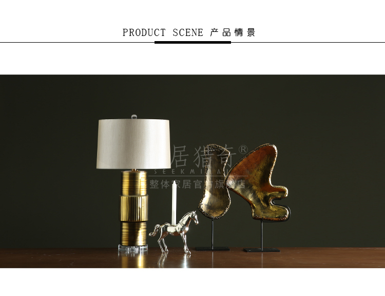 Gold retro storage tank ceramic desk lamp is placed between study example household soft adornment of I sitting room