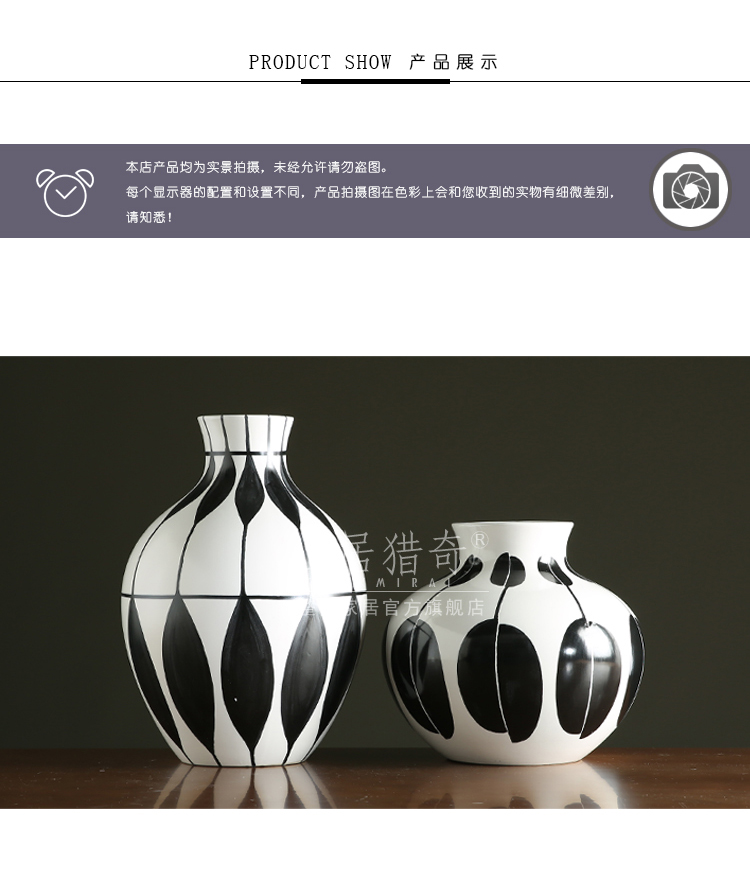 Modern European household ceramics Jane black and white vase furnishing articles sitting room TV cabinet table decoration creative flower arranging flowers