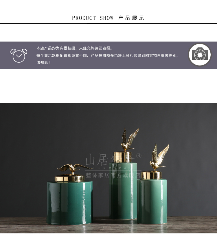 French household act the role ofing is tasted, the sitting room TV ark, home furnishing articles copper bird straight cover pot with ceramic decoration