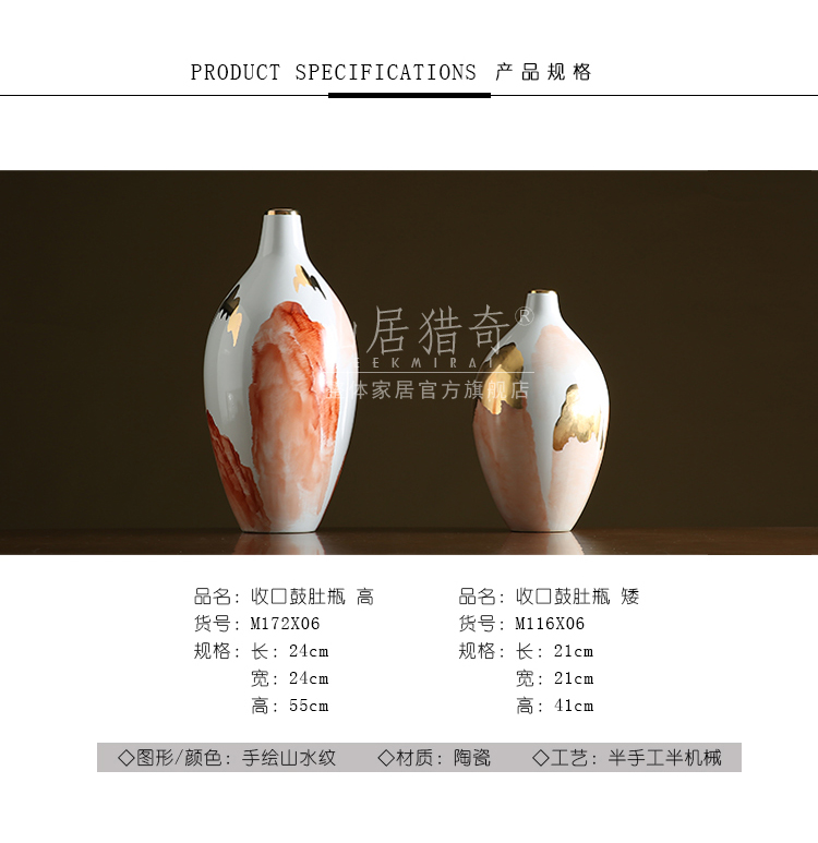 Convergent ceramic hand - made pastel landscape vase Chinese style porch sitting room flower arrangement of TV bar face dry flower flower