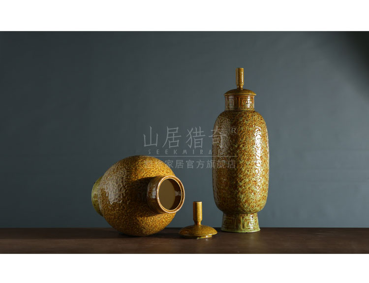 Porch ark adornment furnishing articles of Chinese style household example room blue ceramic decorative lanterns shaped cover pot