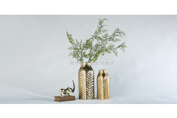 Aureate ceramic vase furnishing articles creative fashion household act the role ofing is tasted, the sitting room TV cabinet decorative flower implement hexagonal vase