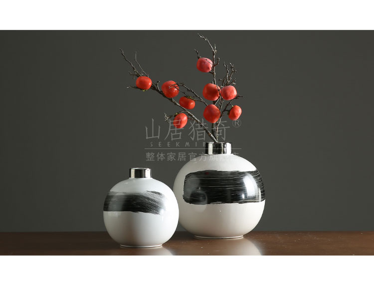 Nordic contracted small expressions using ball vase Chinese ink painting vases, pottery flower arranging example room living room table furnishing articles