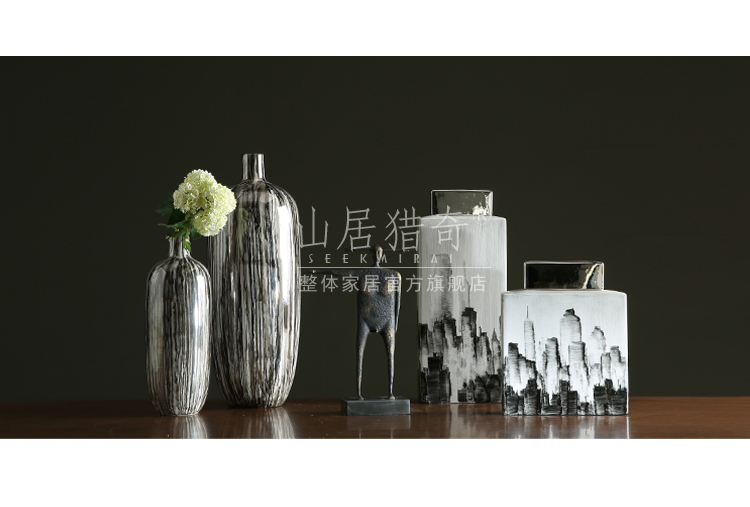 New Chinese style ceramic vase furnishing articles grey wood high model of pottery vase sitting room porch small expressions using flower arranging flowers