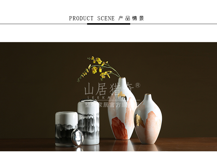 Convergent ceramic hand - made pastel landscape vase Chinese style porch sitting room flower arrangement of TV bar face dry flower flower