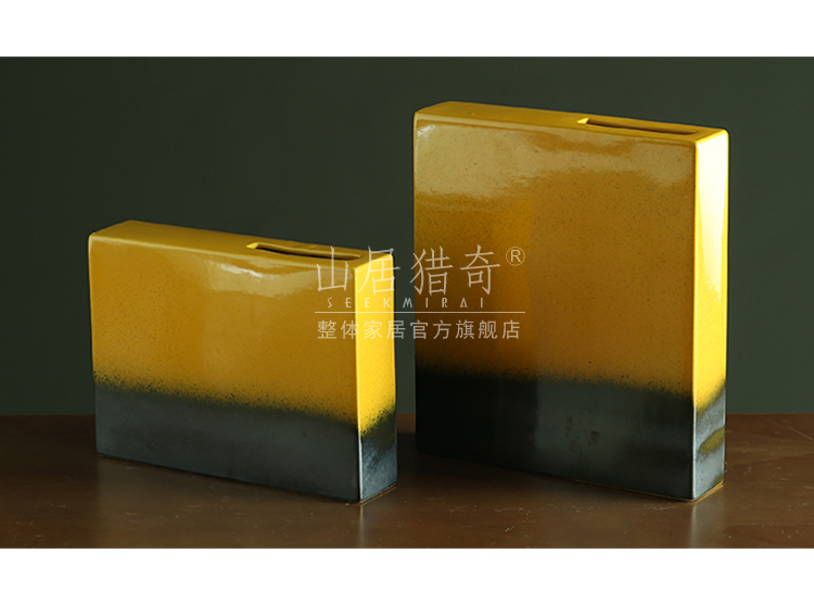 I and contracted orange square ceramic flower arranging zen example room household soft adornment sitting room mesa vase