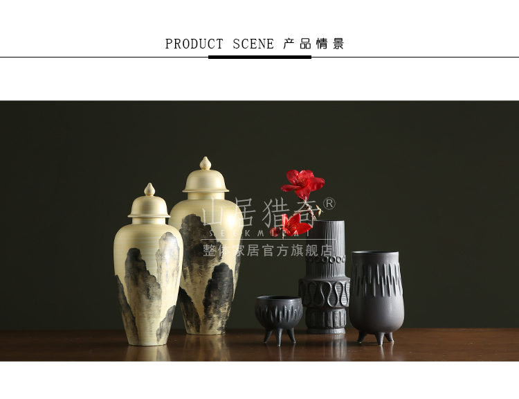 New Chinese style ink general hand - made ceramic pot vase zen furnishing articles large storage tank sitting room porch furnishing articles