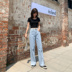 Summer Thin 2020 mới quần jean tầng cao eo của phụ nữ thẳng loose-fitting mở chân quần triều 