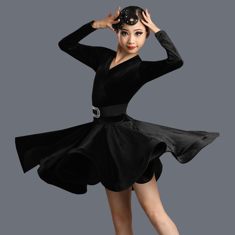 Children's Examination Dance Costume Latin Dance Suit New Professional Long Sleeve Young Children Competition Performance Autumn Winter Practicing