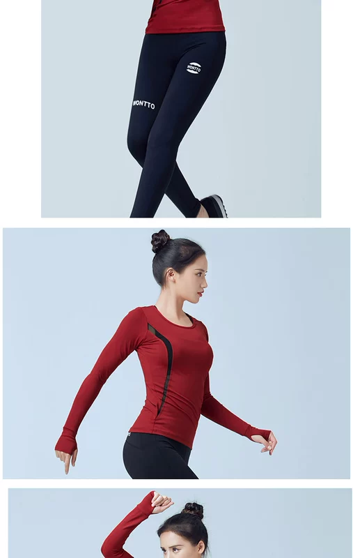 Wonto mùa thu và mùa đông quần áo yoga chuyên nghiệp ngọn của phụ nữ chiến đấu lưới dài tay thể dục thể thao quần áo chạy quần