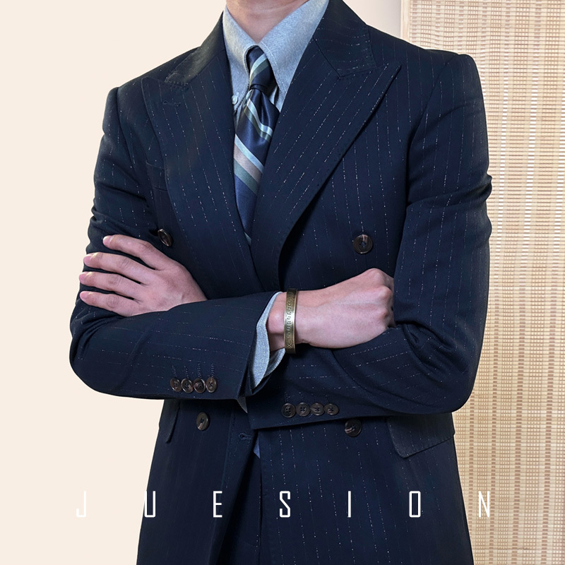 Juesion Italian Naples Striped Suit Men's Business Formal Casual Wedding Groom Jacket Juesion Italian Naples Striped Suit Men's Business Formal Casual Wedding Groom Jacket